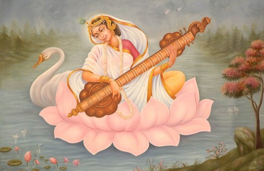 Painting Of Goddess Saraswathi