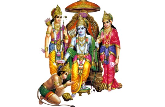 Lord Hanuman With Sri Ram And Sita