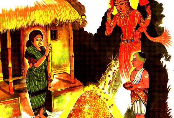 Adi Sankara,Goddess Lakshmi And Old Lady