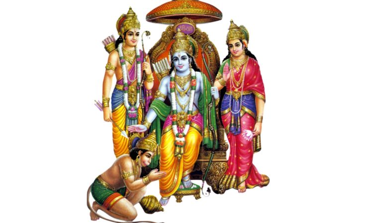 Lord Sriram With Goddess Sita And Lord Hanuman