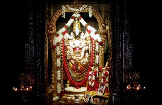Lord Sri Venkateswara In The Garbha Griha Of A Temple