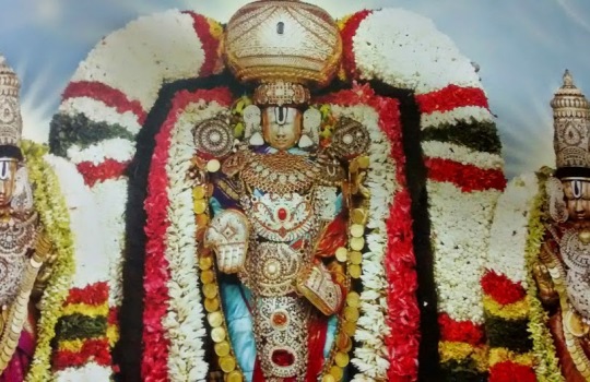 Lord Sri Venkateswara With Sridevi And Bhu Devi