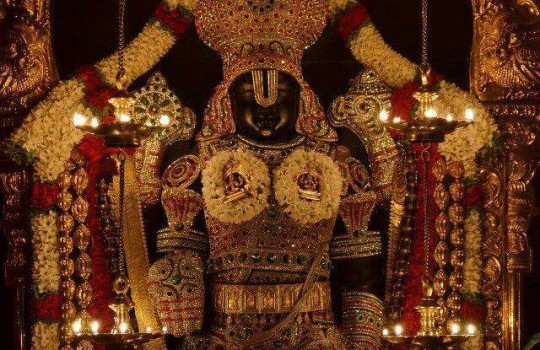 Lord Sri Venkateswara Decorated With Diamond Jewelry