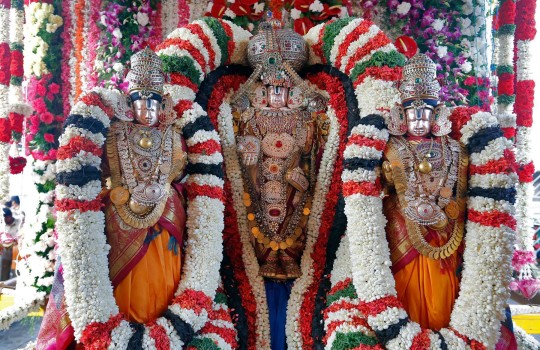 Lord Malayappa Swamy With Sridevi And Bhudevi..