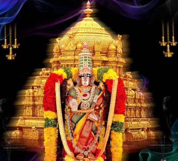 Lord Sri Venkateswara And The Golden Gopuram Of Tirumala Temple