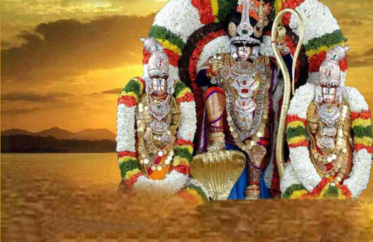 The Majestic Lord Sri Venkateswara With His Divine Consorts