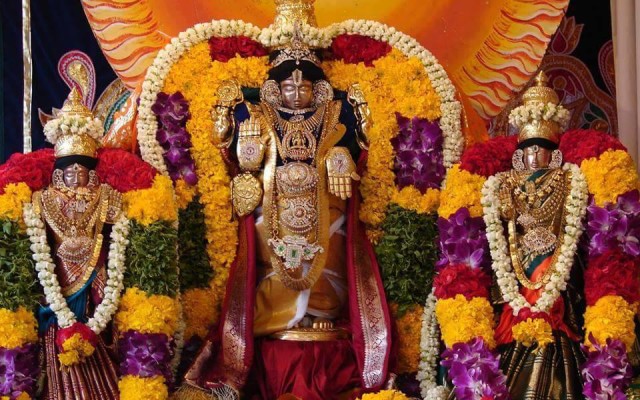 Lord Sri Venkateswara With Sridevi And Bhudevi