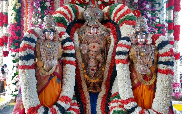 Lord Malayappa Swamy With Sridevi And Bhudevi..