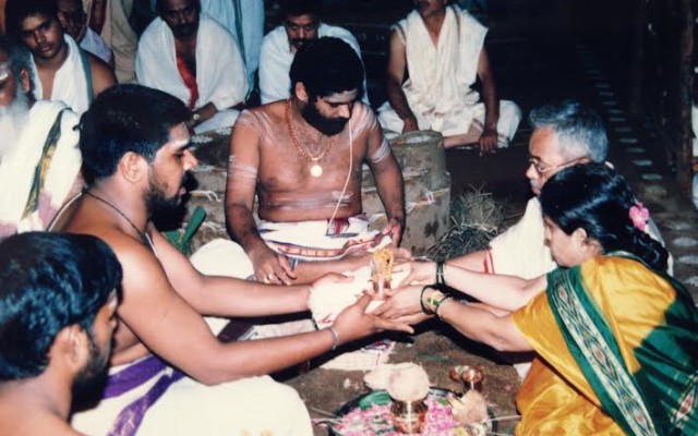 Sri Subbarao And Smt.Venkat Lakshmi Performing The Gayathri Maha Yagam In May,2005