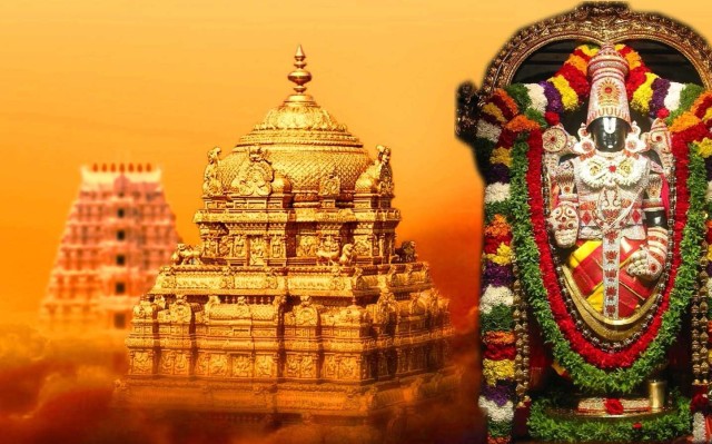 Lord Sri Venkateswara And The Golden Gopuram Of Tirumala Temple